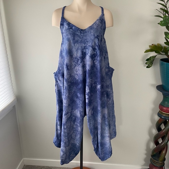 Dunes Relaxed Fashion Pants - Dunes Relaxed Fashion Harem Romper 100% Cotton Tie Die Wide Leg Elephant Pant